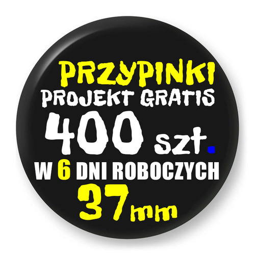 Przypinki z logo 37mm (400 szt.) - Buttony na zamówienie z projektem gratis w 6 dni