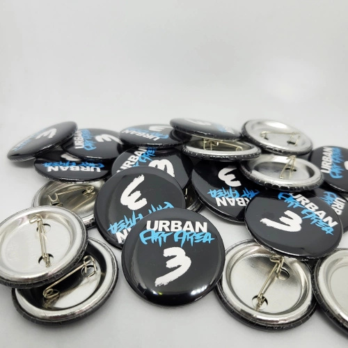 Przypinki z logo 50mm (10 szt.) - Buttony na zamówienie z projektem gratis w 8 dni